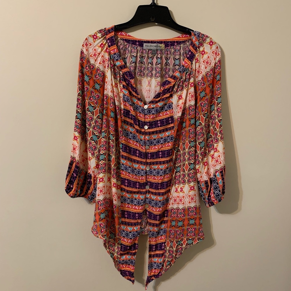 Button Up, Tie Up Front Top by FIGUEROA & FLOWER size petite XL